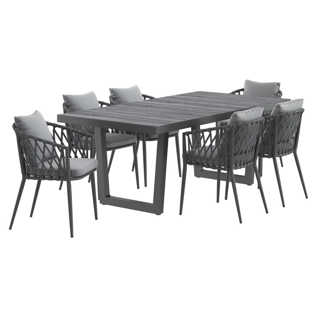 Hagemøbelsett Sunrepo 6 plasser aluminium bakside