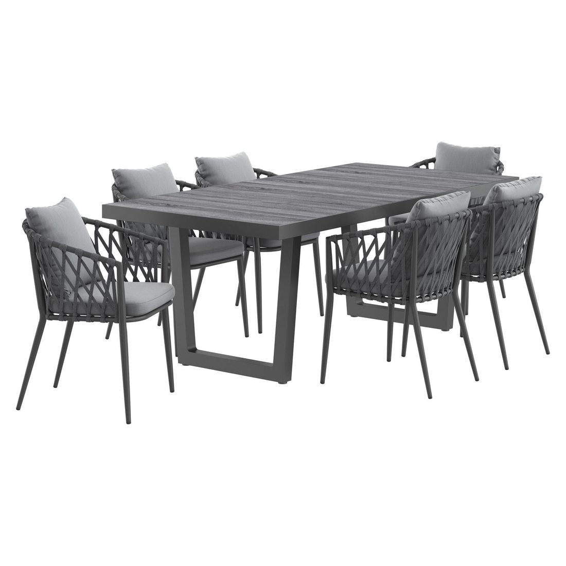 Hagemøbelsett Sunrepo 6 plasser aluminium bakside