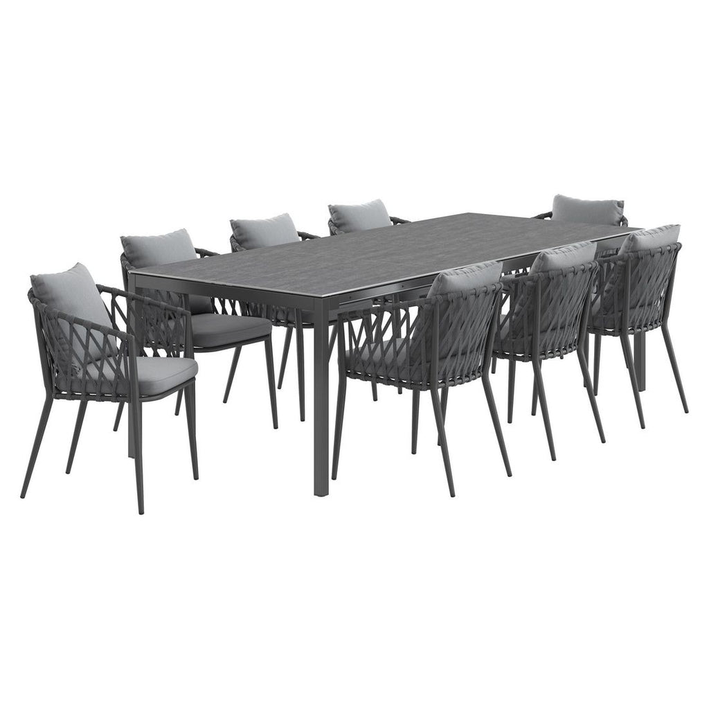 Hagemøbelsett Sunrepo 8 plasser, uttrekkbart 160/240x100 cm sett bakside