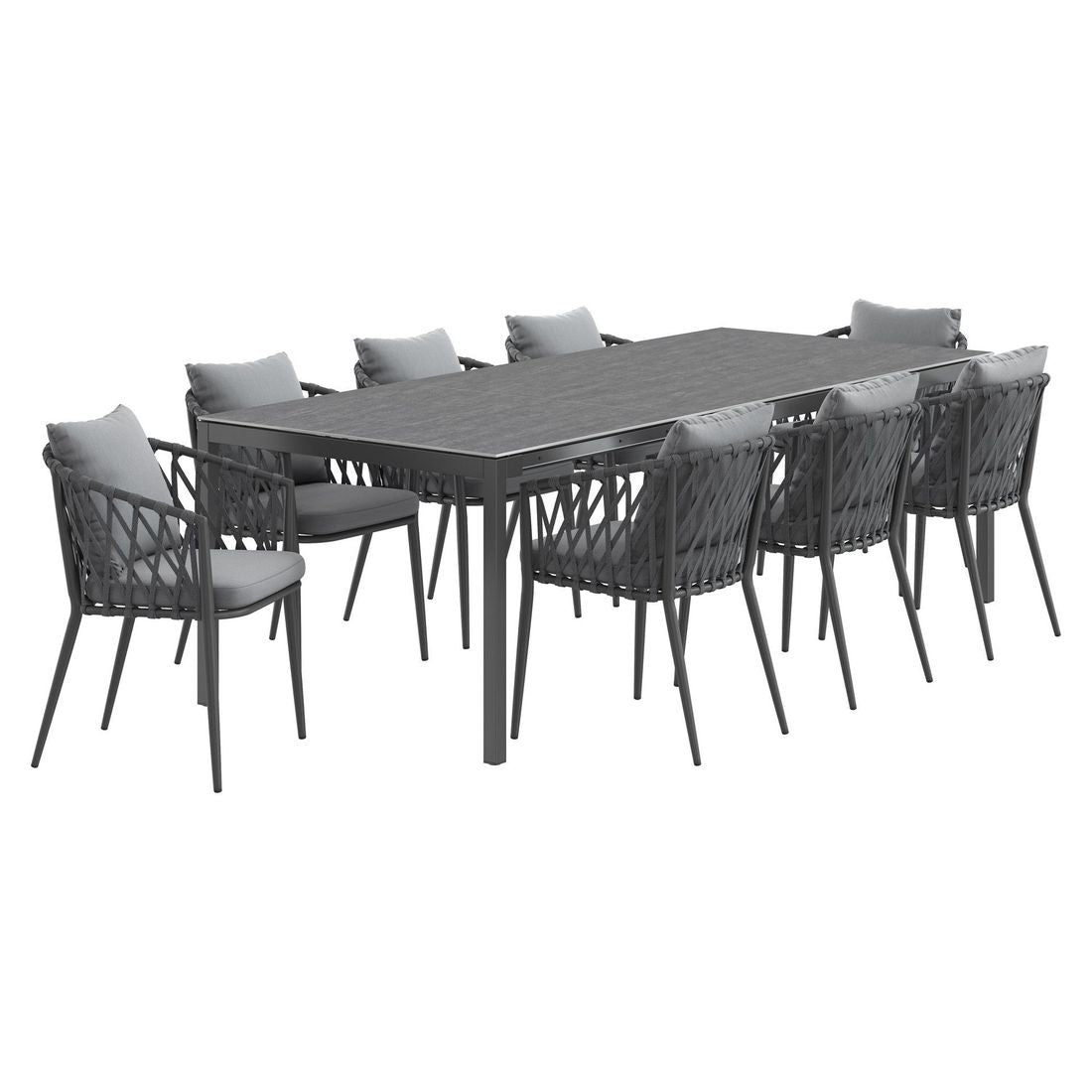 Hagemøbelsett Sunrepo 8 plasser, uttrekkbart 160/240x100 cm sett bakside