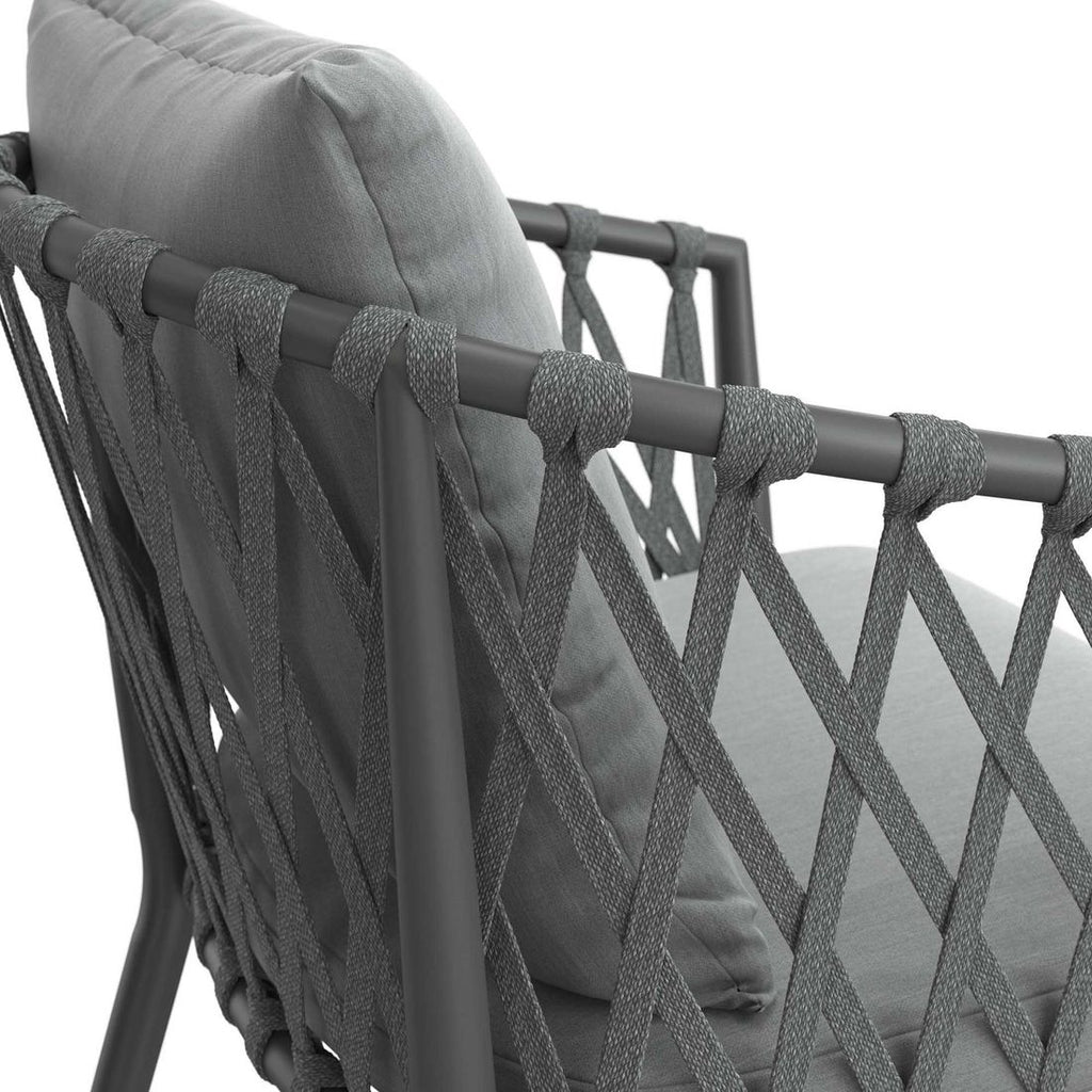 Hagemøbelsett Sunrepo aluminium og tau på hagebord