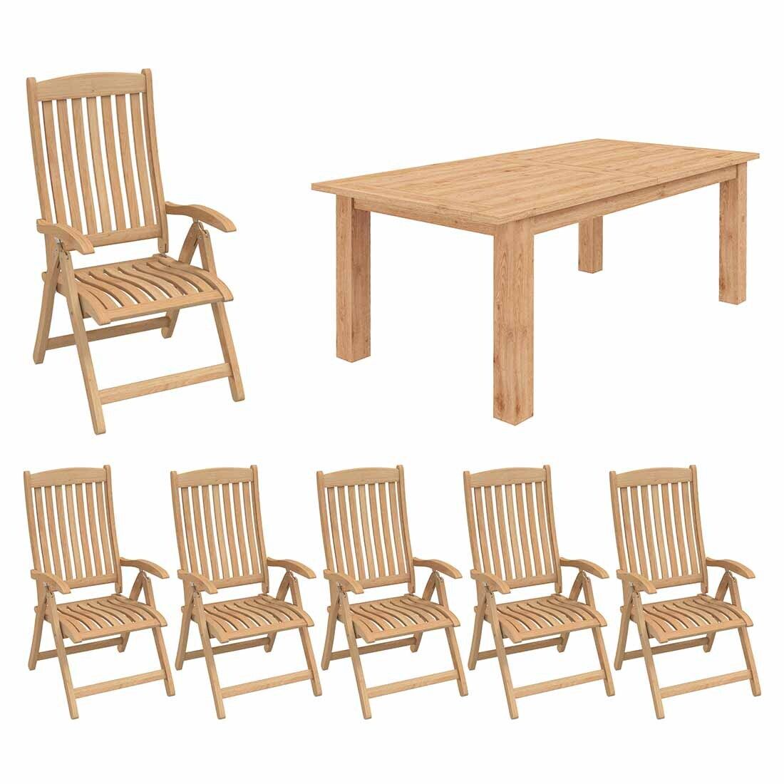 Takoma teak hagemøbelsett 6 plasser bakside