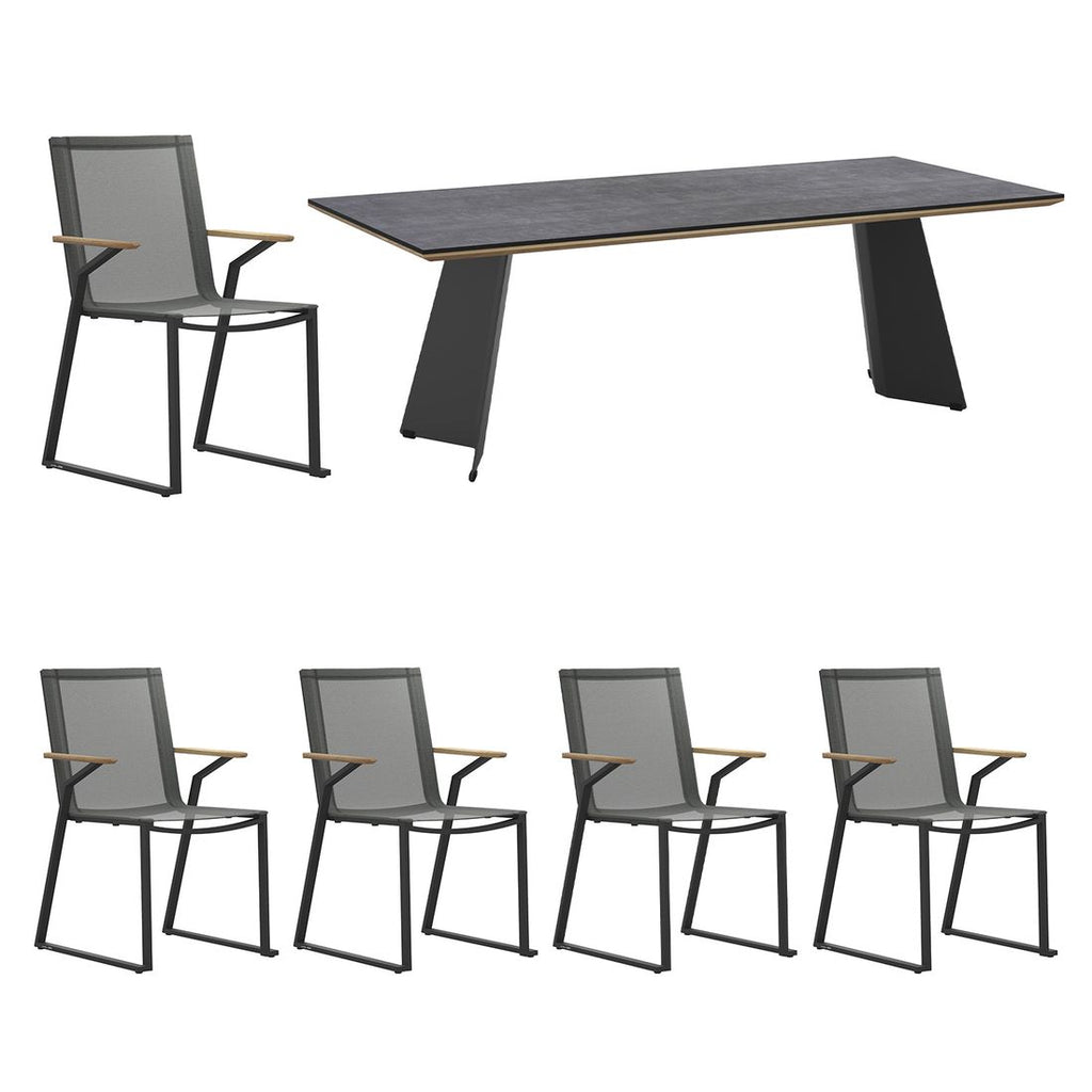 Hagemøbelsett Tamax 5 plasser, aluminium textilen 230x100 cm - Zebra bakside