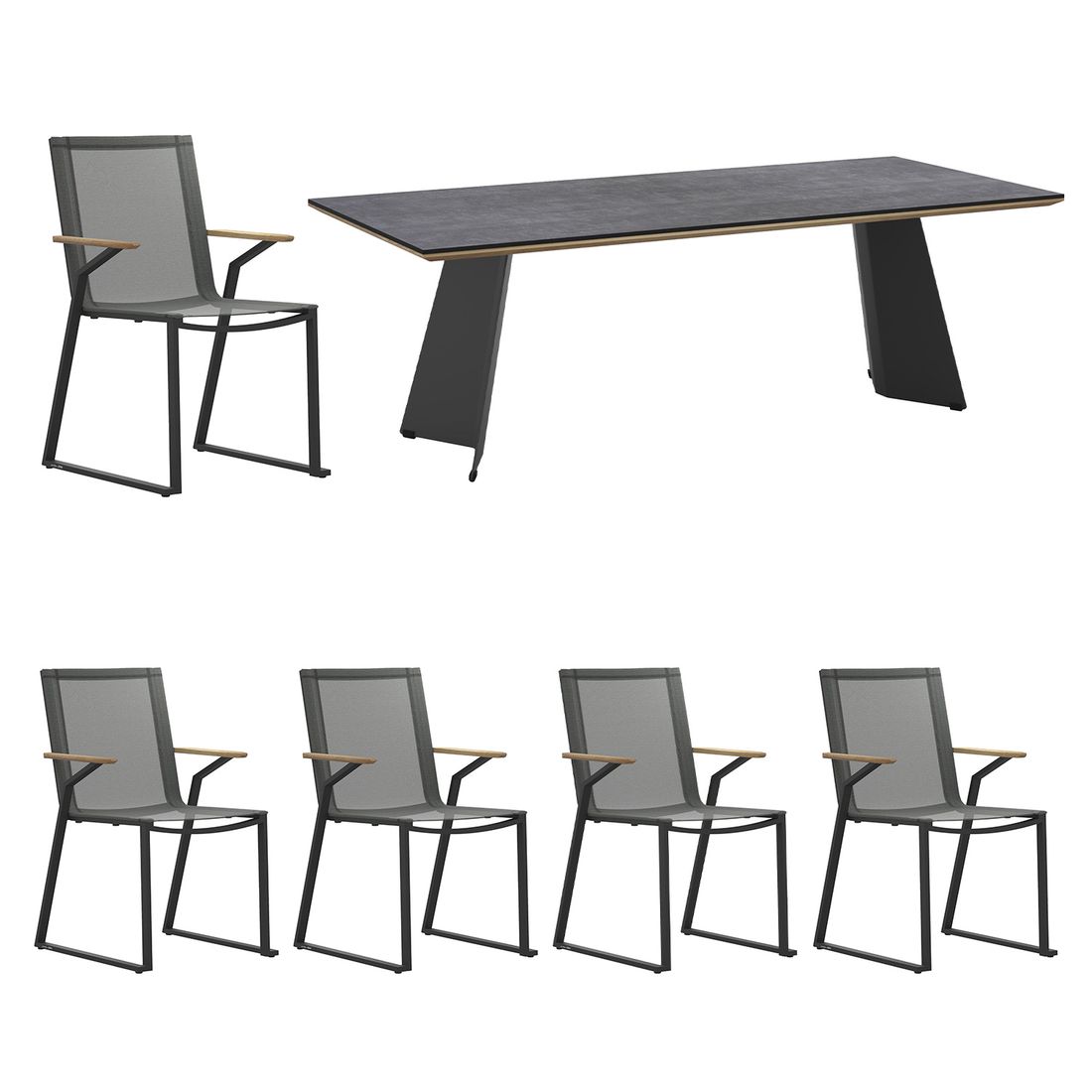 Hagemøbelsett Tamax 5 plasser, aluminium textilen 230x100 cm - Zebra bakside