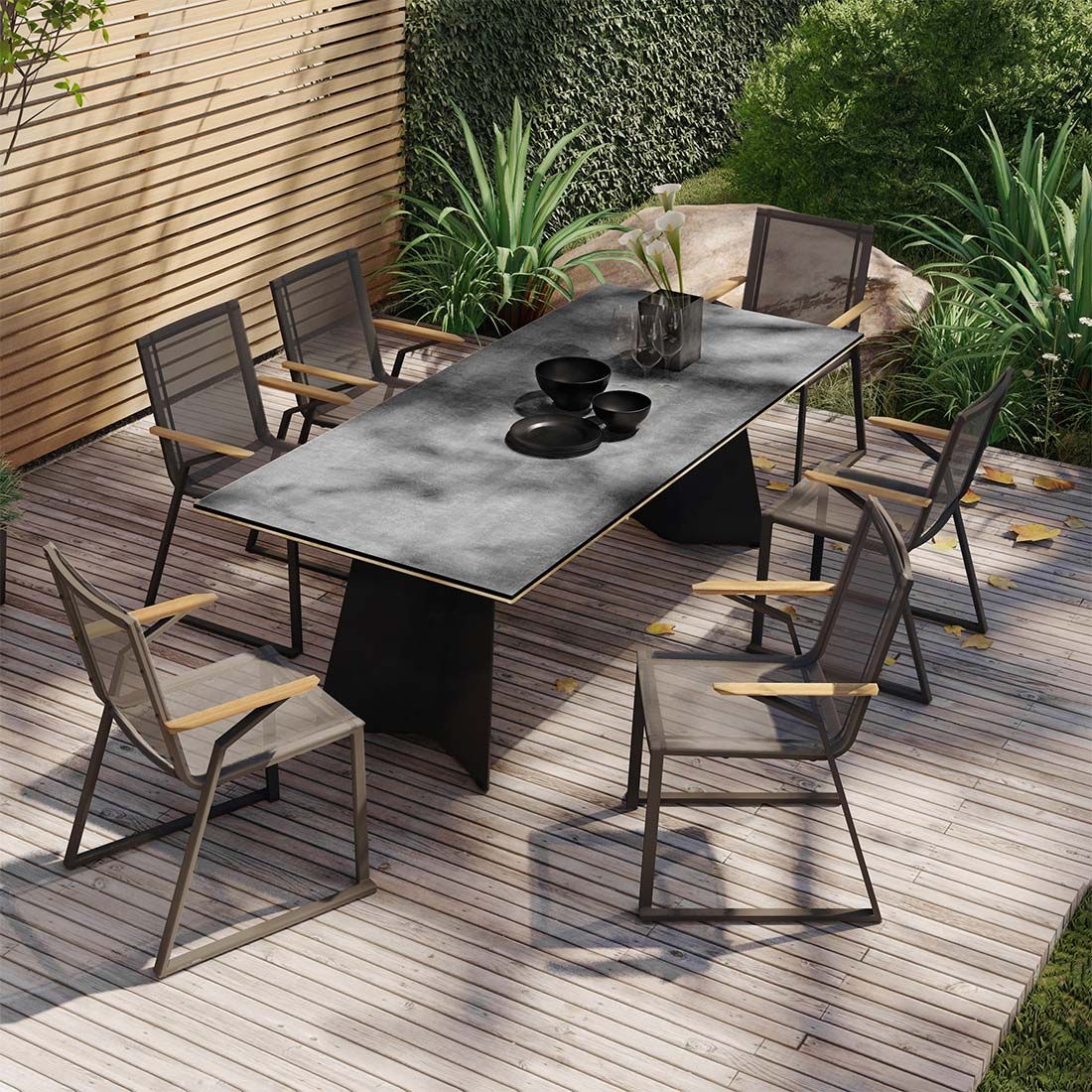 Hagemøbelsett Tamax 6 plasser aluminium textilen forfra