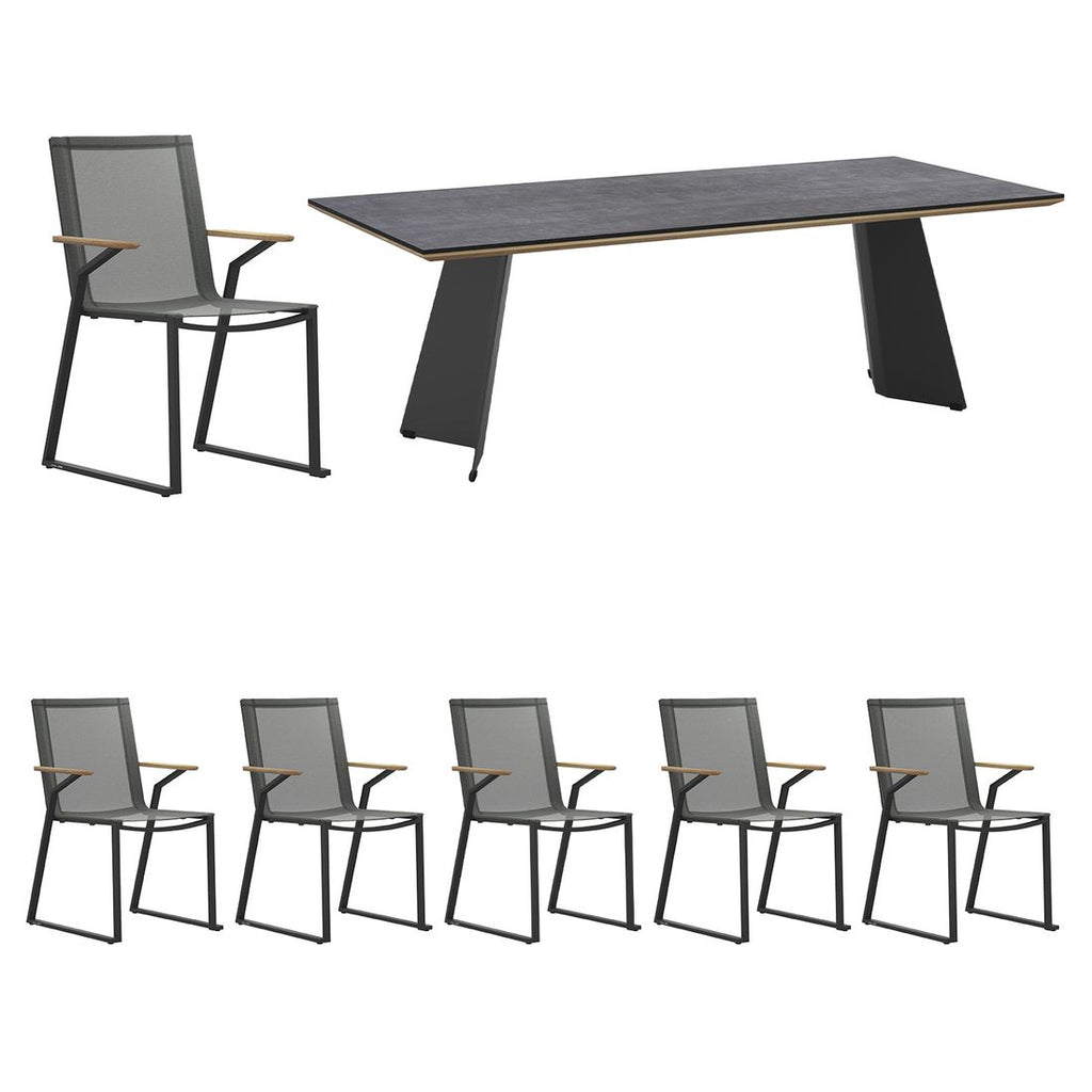 Hagemøbelsett Tamax 6 plasser aluminium textilen bakside