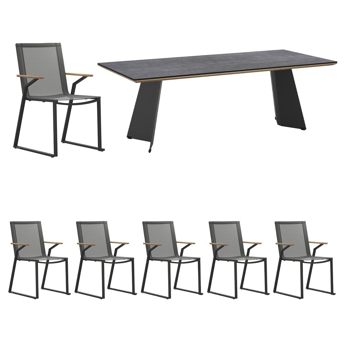 Hagemøbelsett Tamax 6 plasser aluminium textilen bakside