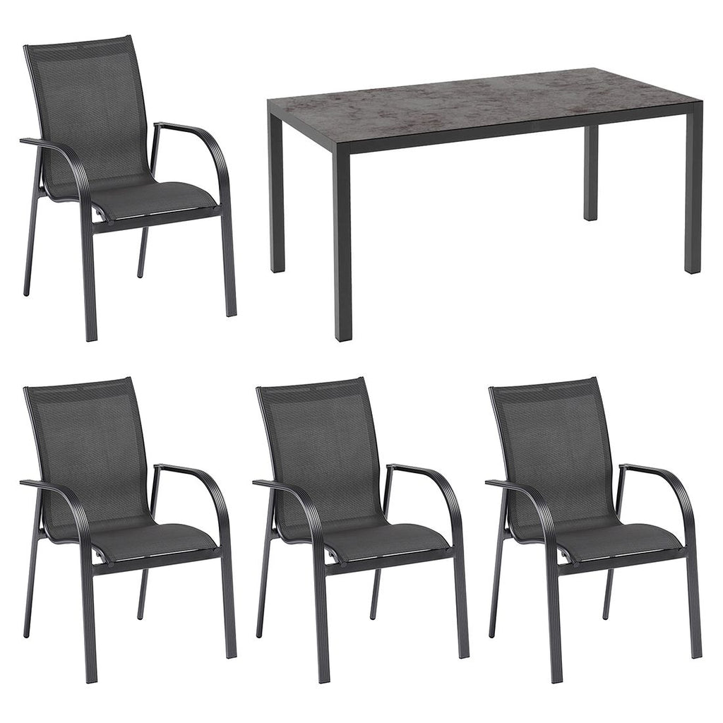 Hagemøbelsett Tampa 4 plasser aluminium sett bakside