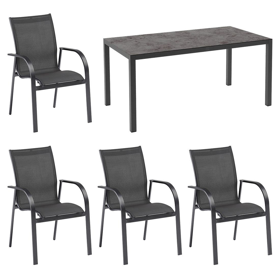 Hagemøbelsett Tampa 4 plasser aluminium sett bakside