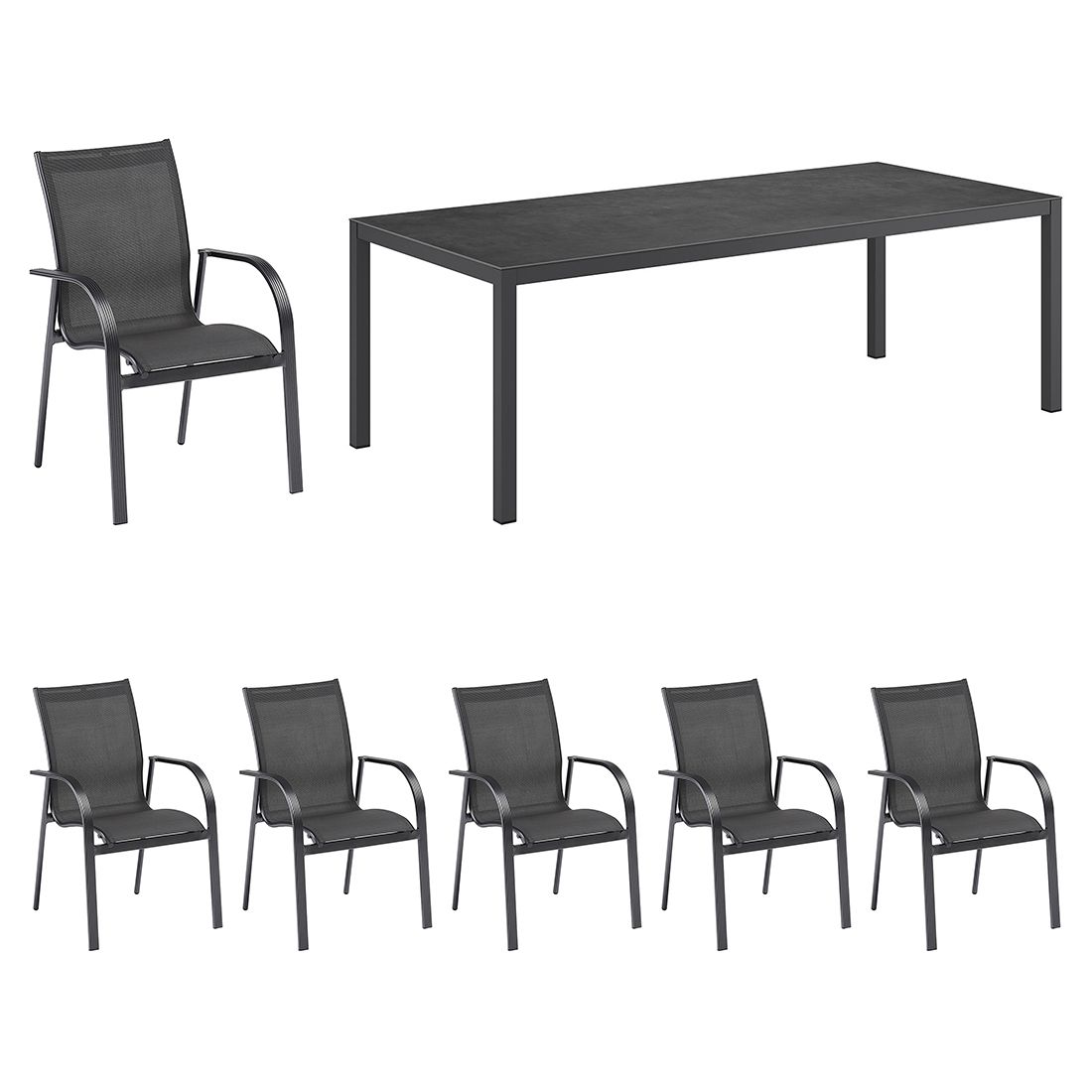 Nærbilde av tekstilene sete på Hagemøbelsett Tampa 6 plasser aluminium 220x100 cm - Kettler/OUTLIV