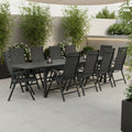 Hagemøbelsett Tauro XXL 10 plasser aluminium 200-320x100,5 cm fra forfra
