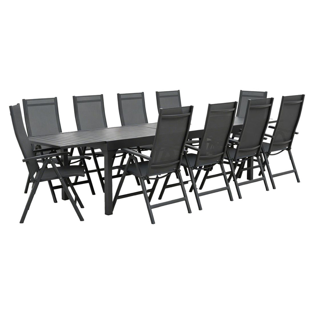 Bakside av Hagemøbelsett Tauro XXL 10 plasser aluminium 200-320x100,5 cm