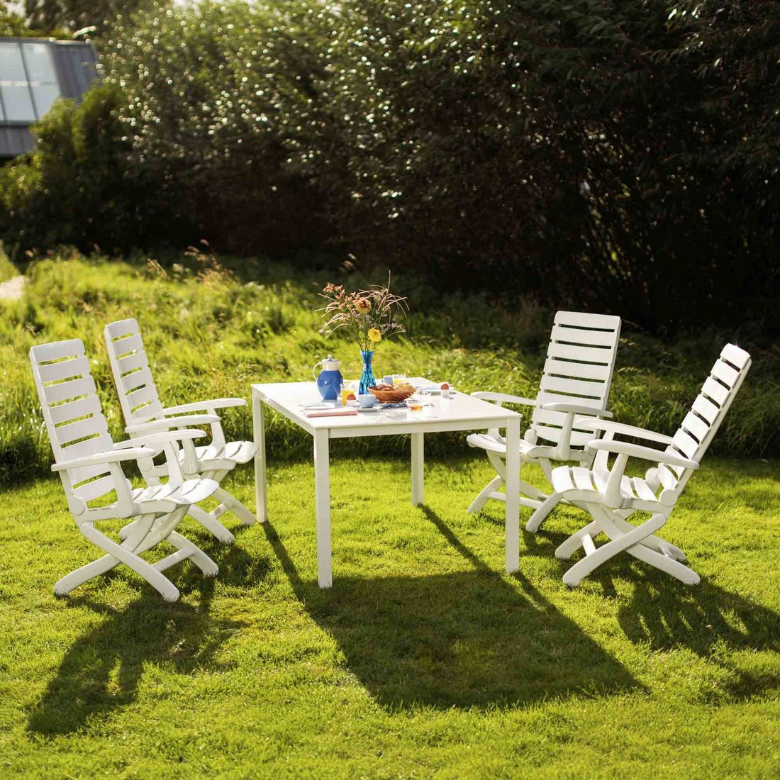 Hagemøbelsett Tiffany 4 plasser aluminium forfra
