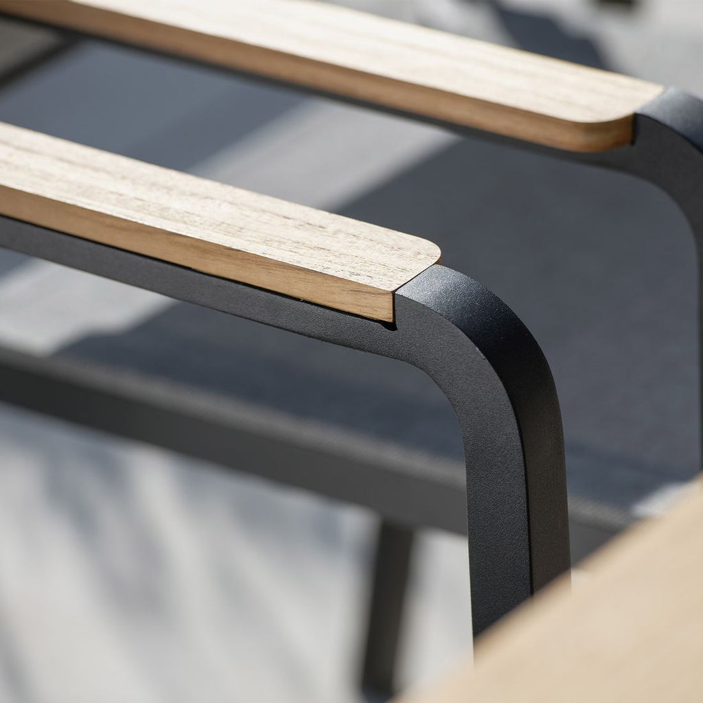 Hagemøbelsett Tilo 6 plasser aluminium teak nærbilde stol