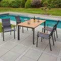 Hagemøbelsett Unicamo 4 plasser aluminium og teak forfra