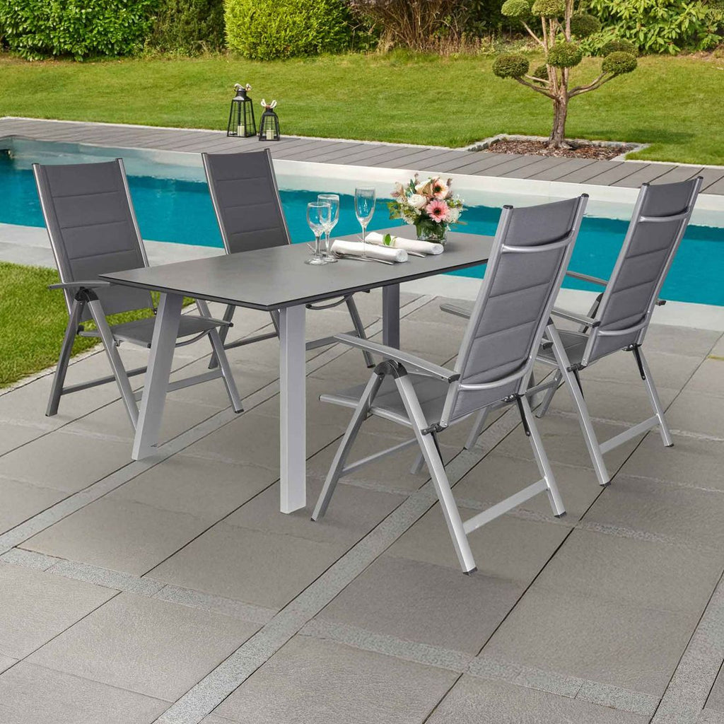 Hagemøbelsett Unicamo 4 plasser aluminium 180x90 cm forfra