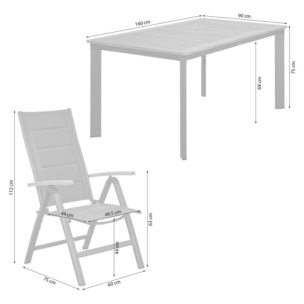 Hagemøbelsett Unicamo 4 plasser teak/aluminium detalj av bordplate