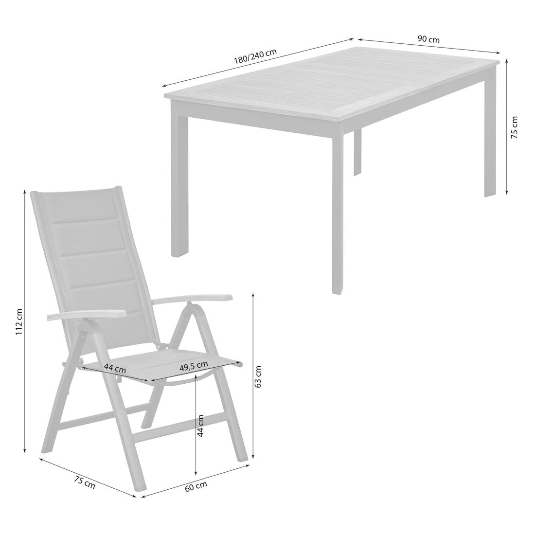 Detaljbilde av teak bordplate på Hagemøbelsett Unicamo