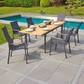 Hagemøbelsett Unicamo 6 plasser stabelstol teak 180/240 cm forfra