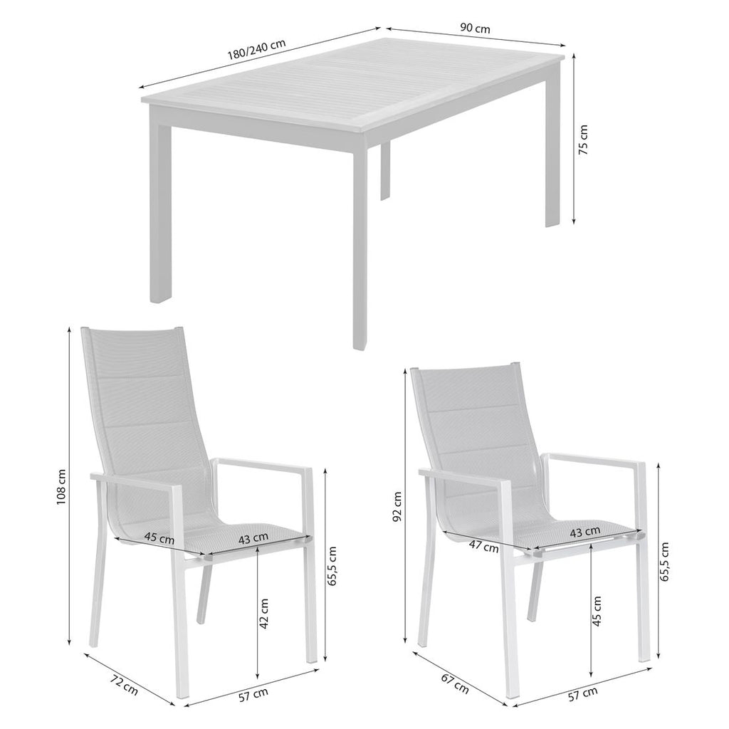 Detalj av teak bordplate på Hagemøbelsett Unicamo 6 plasser stabelstol teak 180/240 cm