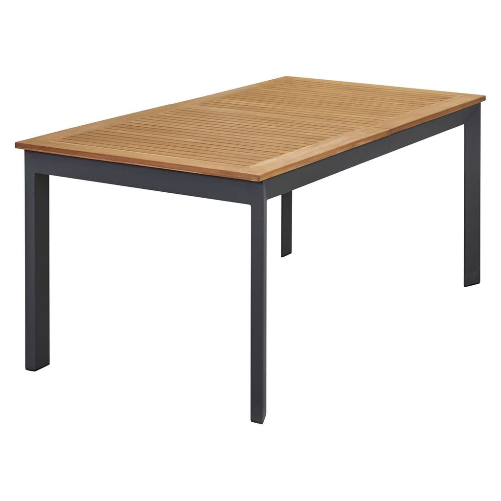 Sideprofil av Hagemøbelsett Unicamo 6 plasser stabelstol teak 180/240 cm