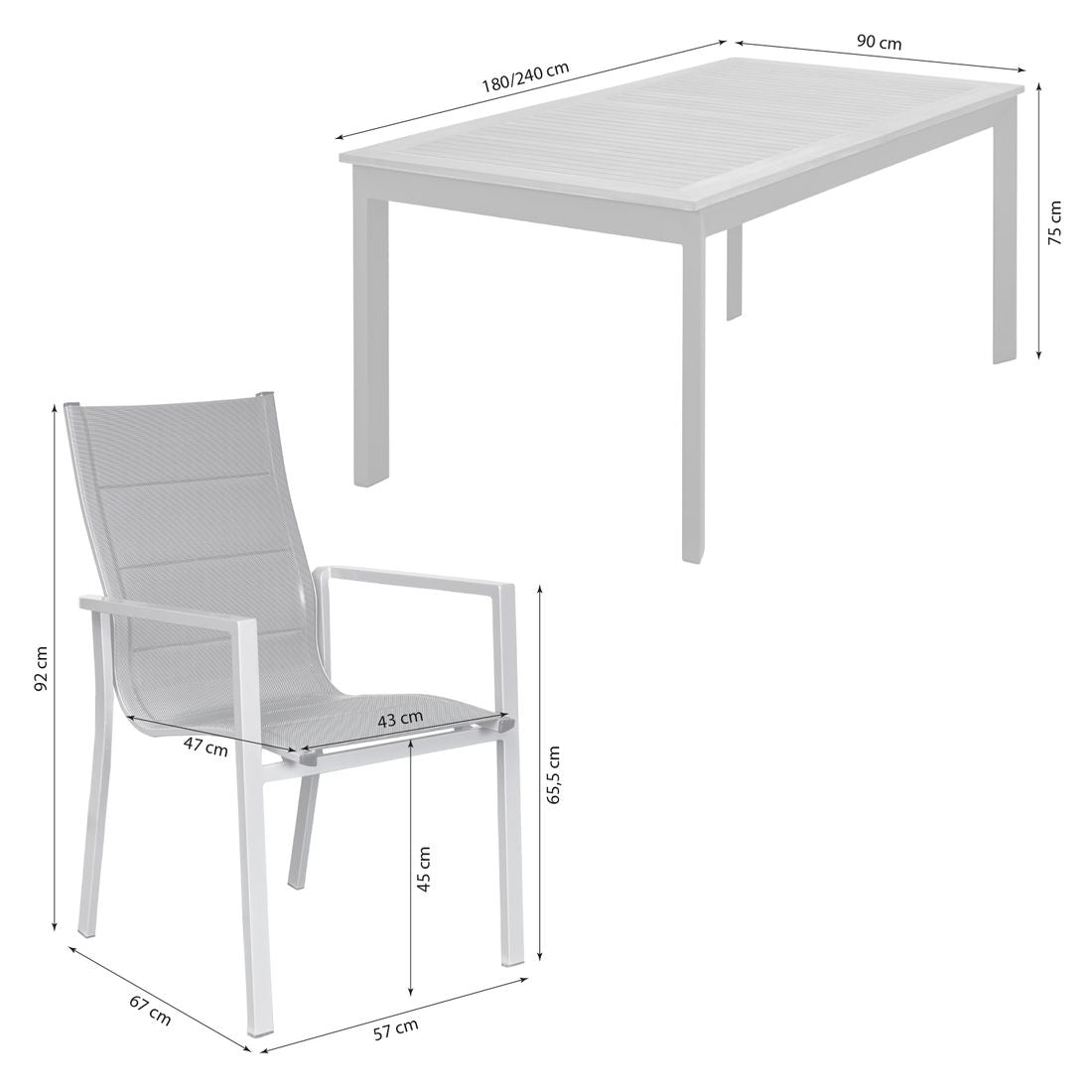 Detalj av bordplate i teak på Hagemøbelsett Unicamo 6 plasser teak/aluminium 180/240 cm
