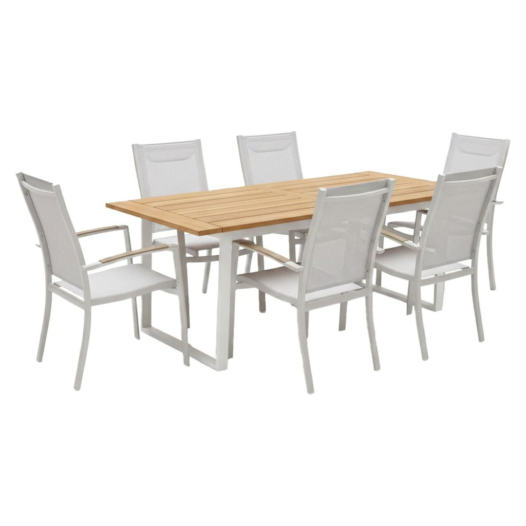 Hagemøbelsett Urbanite 6 plasser aluminium/teak bakside