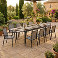 Hagemøbelsett Velia 10 plasser uttrekkbart 200/320x100 cm forfra