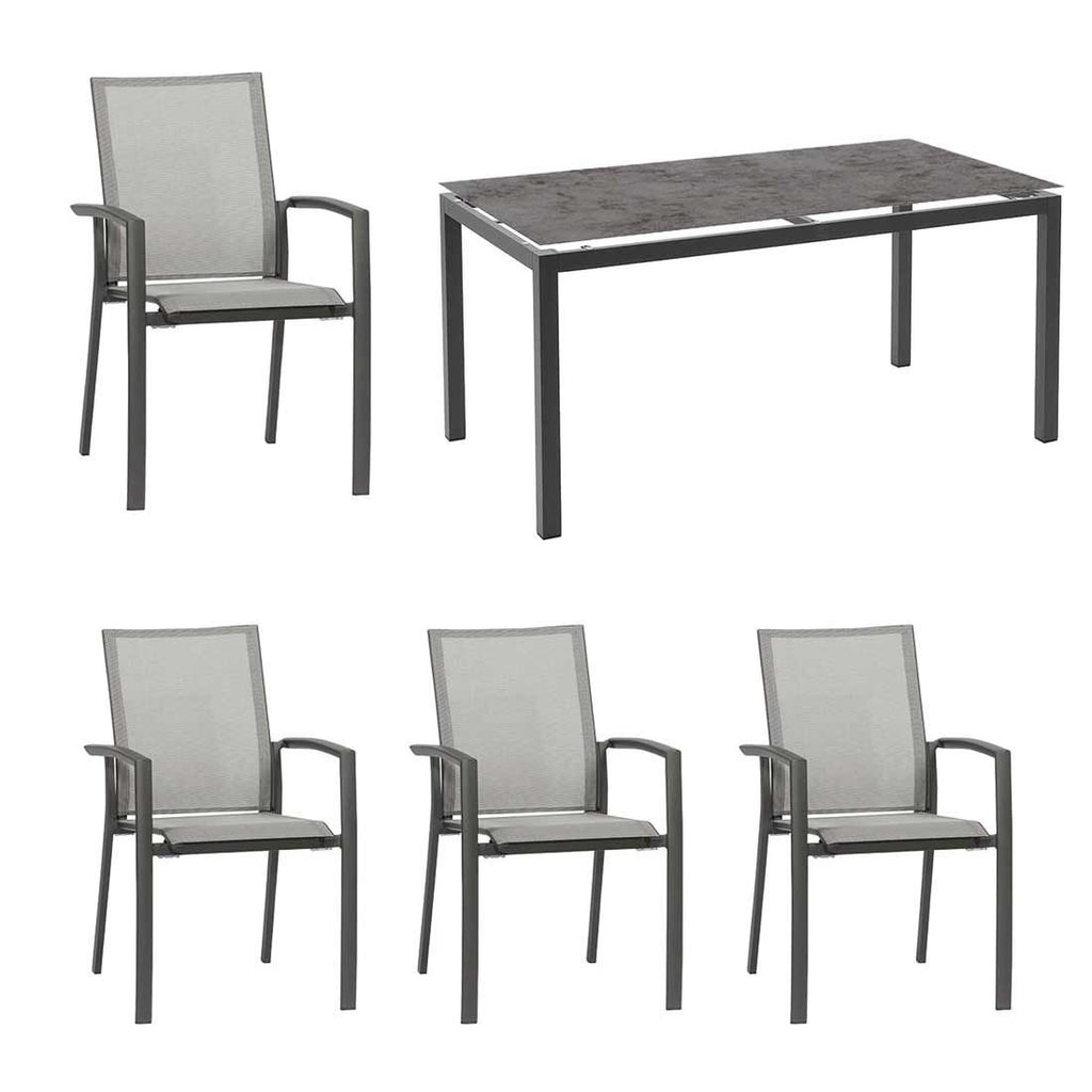 Hagemøbelsett Velia 4 plasser aluminium keramikk forfra