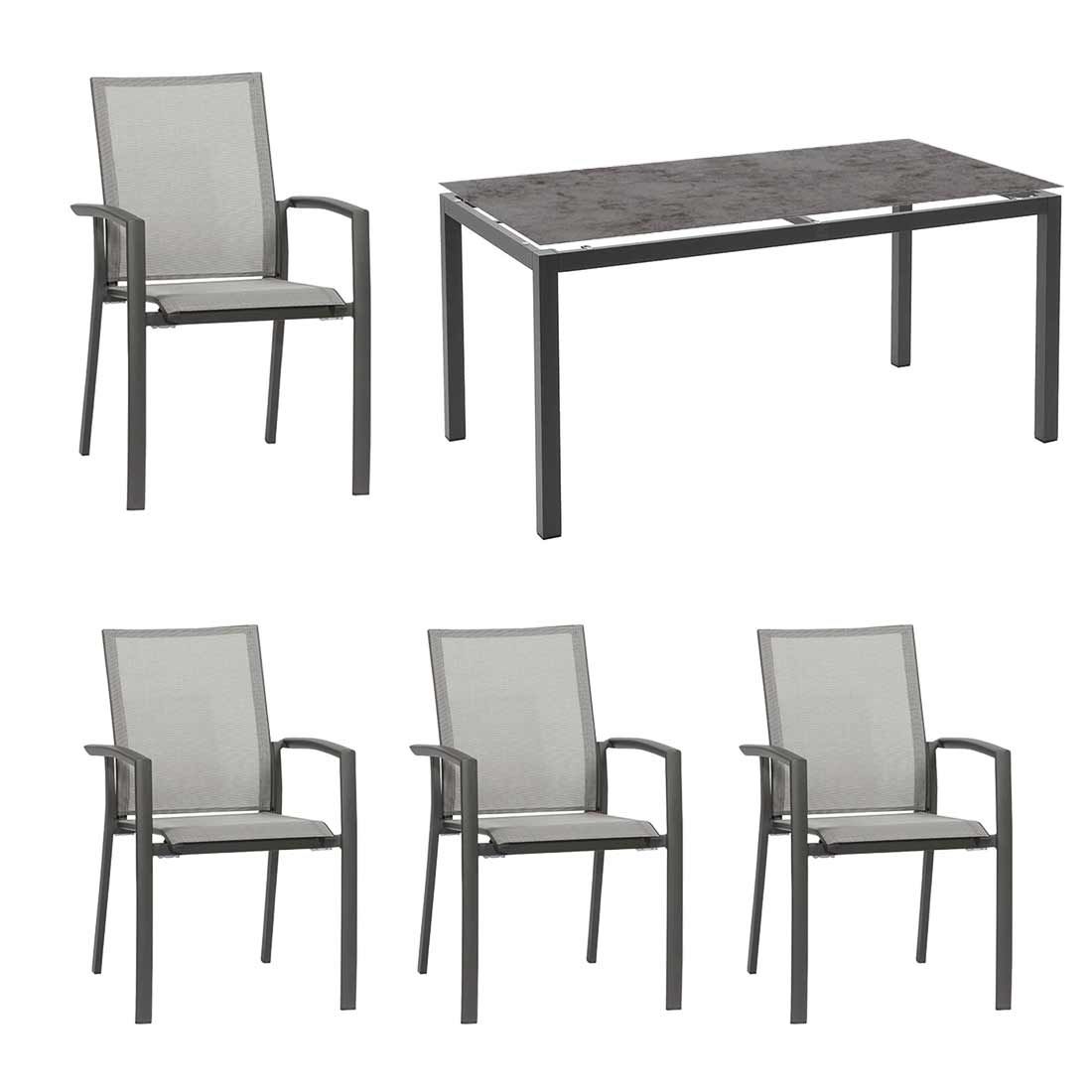 Hagemøbelsett Velia 4 plasser aluminium keramikk forfra