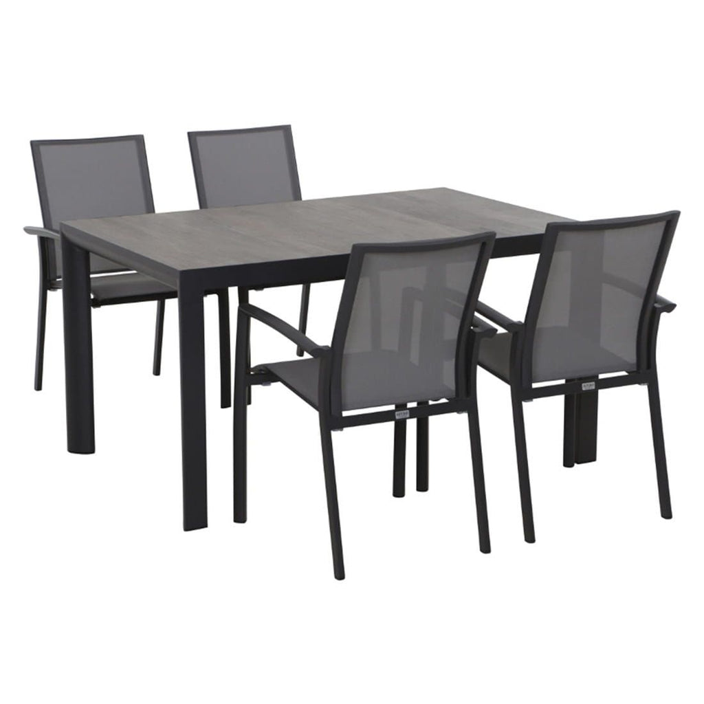 Hagemøbelsett Velia 4 plasser aluminium keramikk 140x90 cm forfra