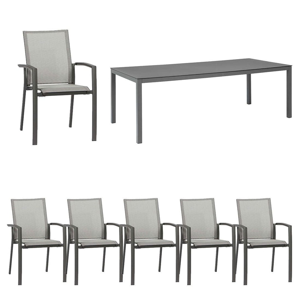 Hagemøbelsett Velia 6 plasser aluminium forfra
