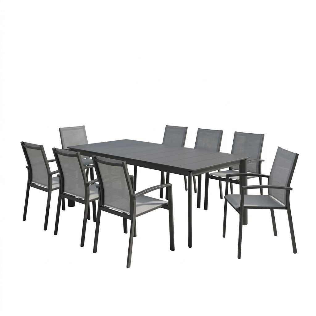 Hagemøbelsett Velia 8 plasser aluminium textilen bakside
