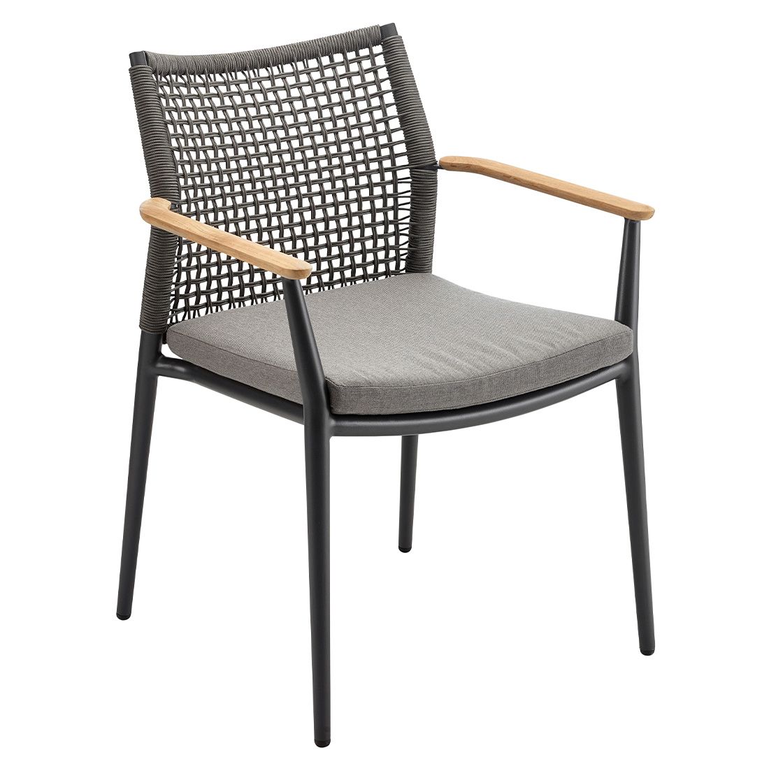 Detalj av Hagemøbelsett Vera 6 plasser aluminium teak rope materiale