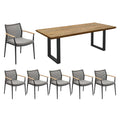 Hagemøbelsett Vera 6 plasser aluminium teak forfra