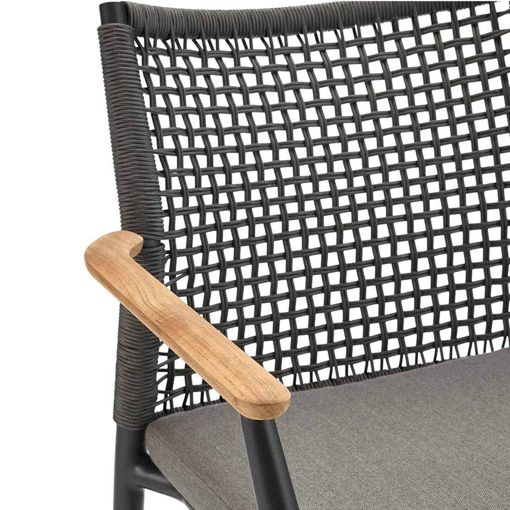 Sidevisning av Hagemøbelsett Vera 6 plasser aluminium teak