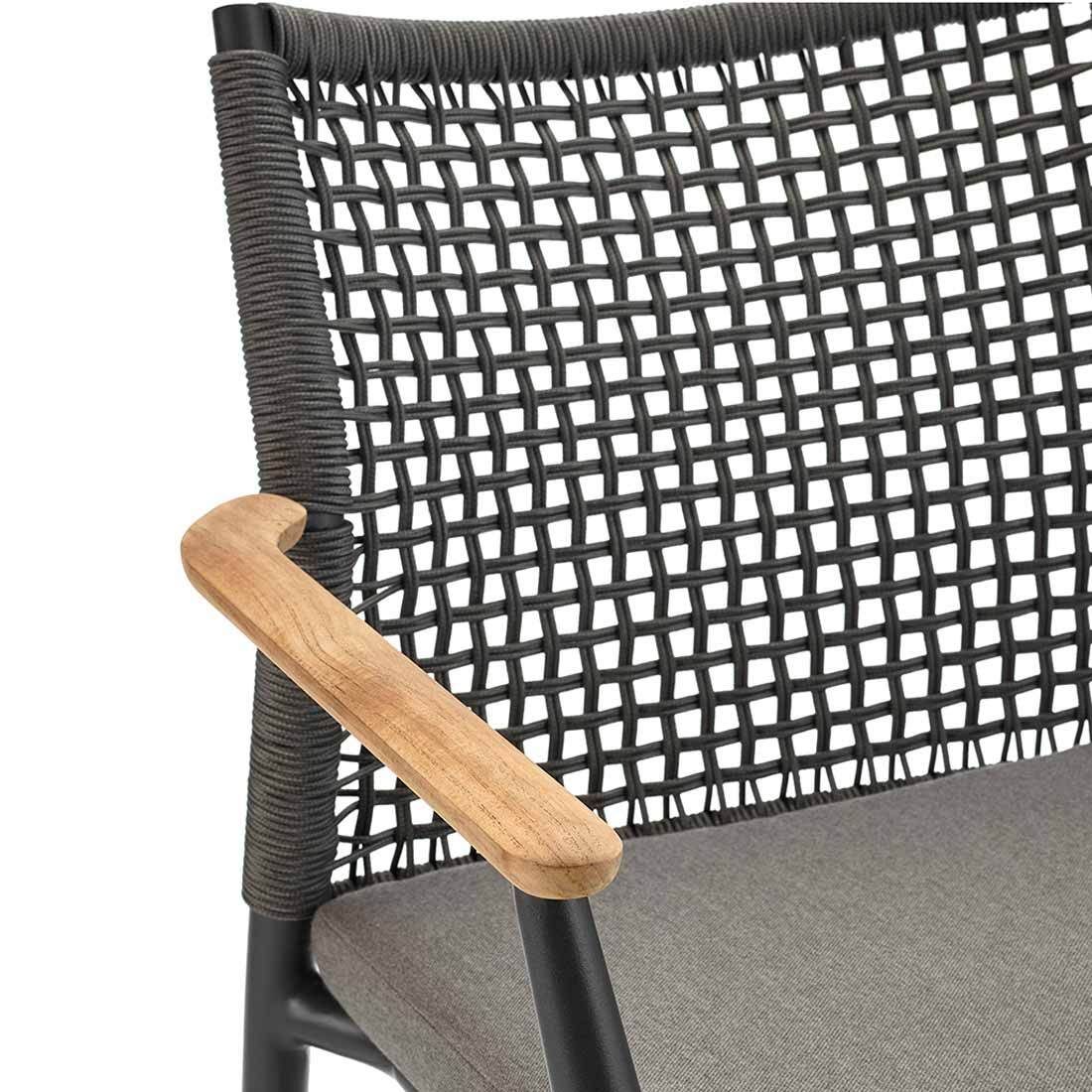 Sidevisning av Hagemøbelsett Vera 6 plasser aluminium teak