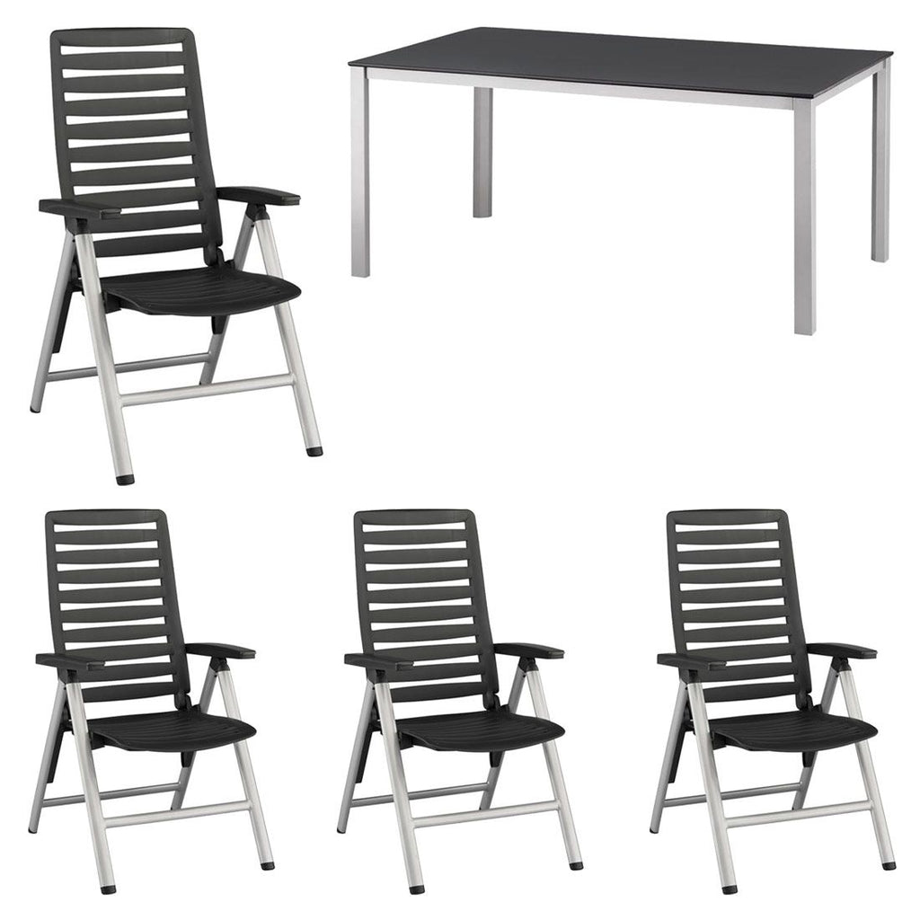 Hagemøbelsett Wave 4 plasser aluminium forfra