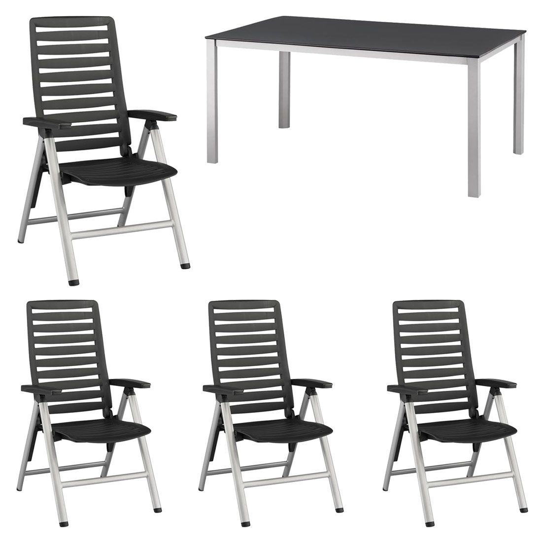 Hagemøbelsett Wave 4 plasser aluminium forfra