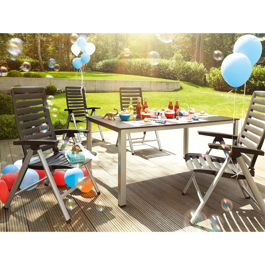 Hagemøbelsett Wave 4 plasser aluminium bakside