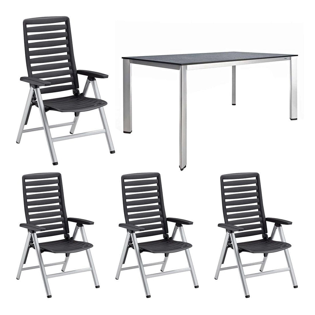 Detalj av Hagemøbelsett Wave 4 plasser aluminium HPL bordplate