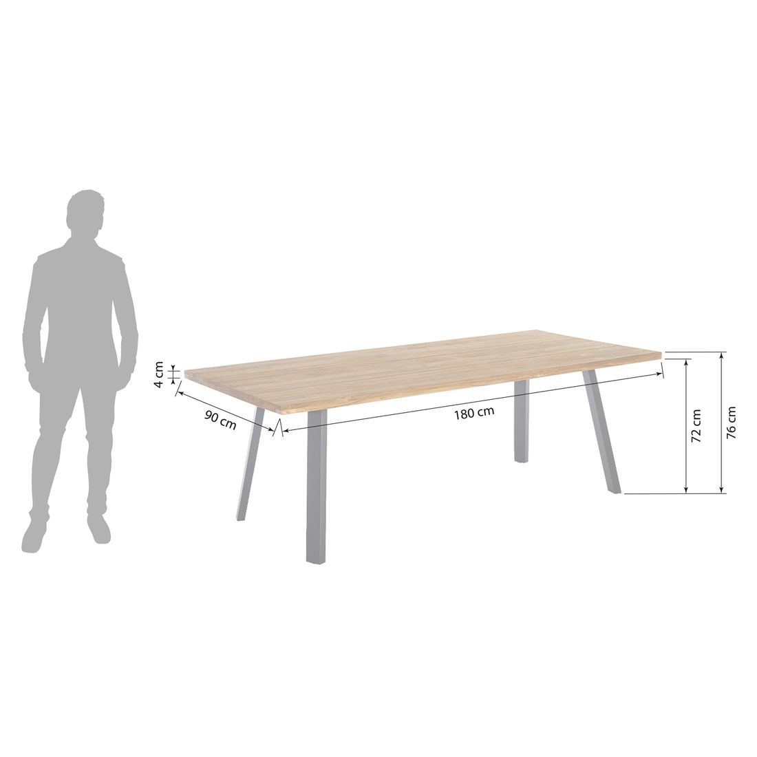 Montert hagemøbelsett Zui 4 plasser aluminium og teak på terrasse