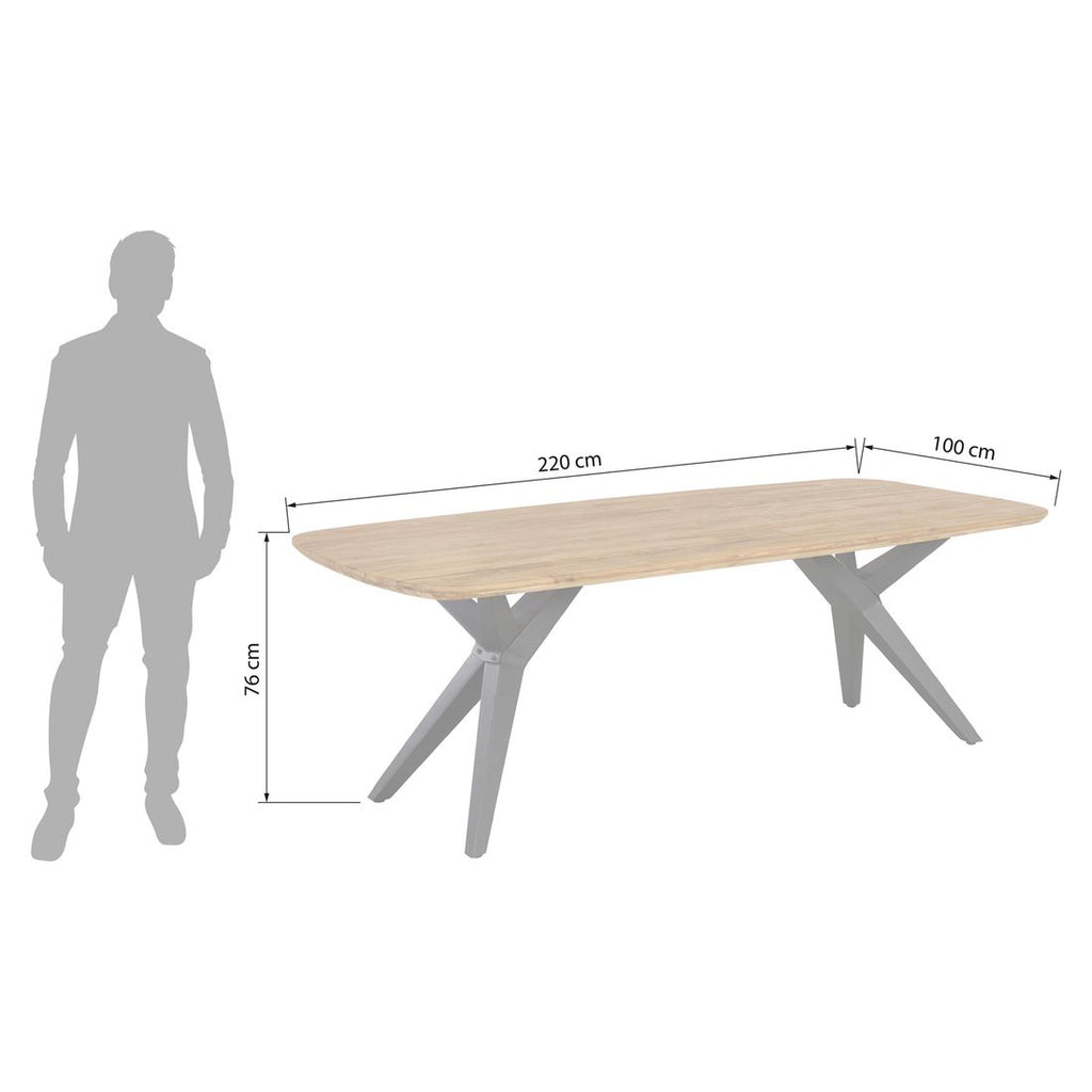 Montert Hagemøbelsett Zui 7 plasser aluminium og teak på terrasse