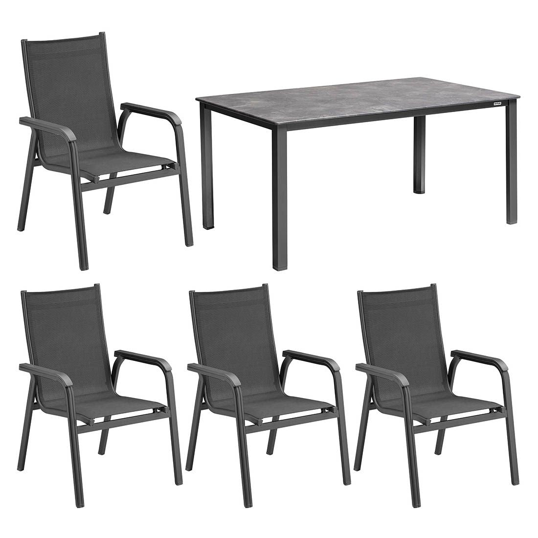 Hagemøbelsett Basic Plus 4 plasser, aluminium forfra