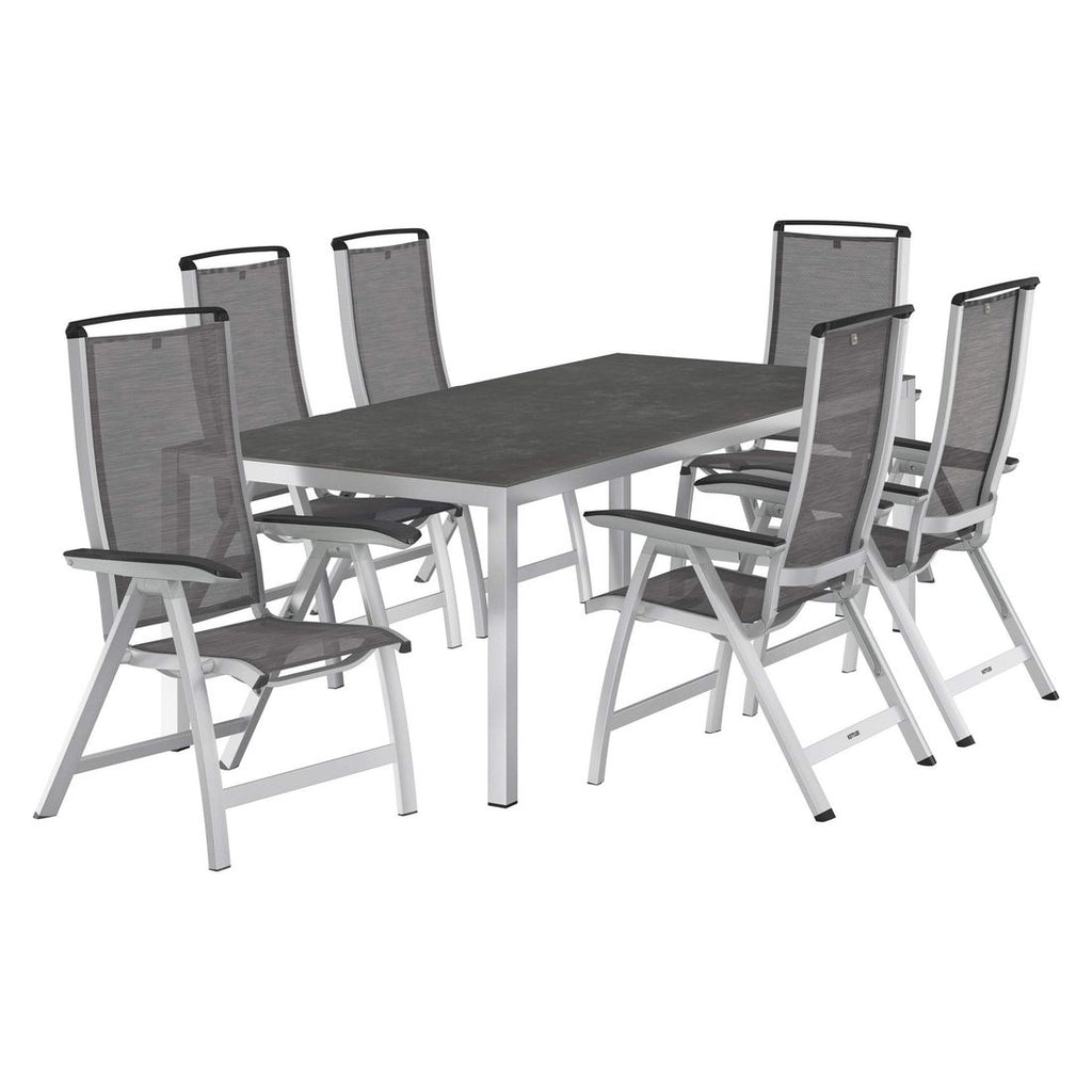 Hagemøbelsett Forma II 6 plasser aluminium keramikk bakside