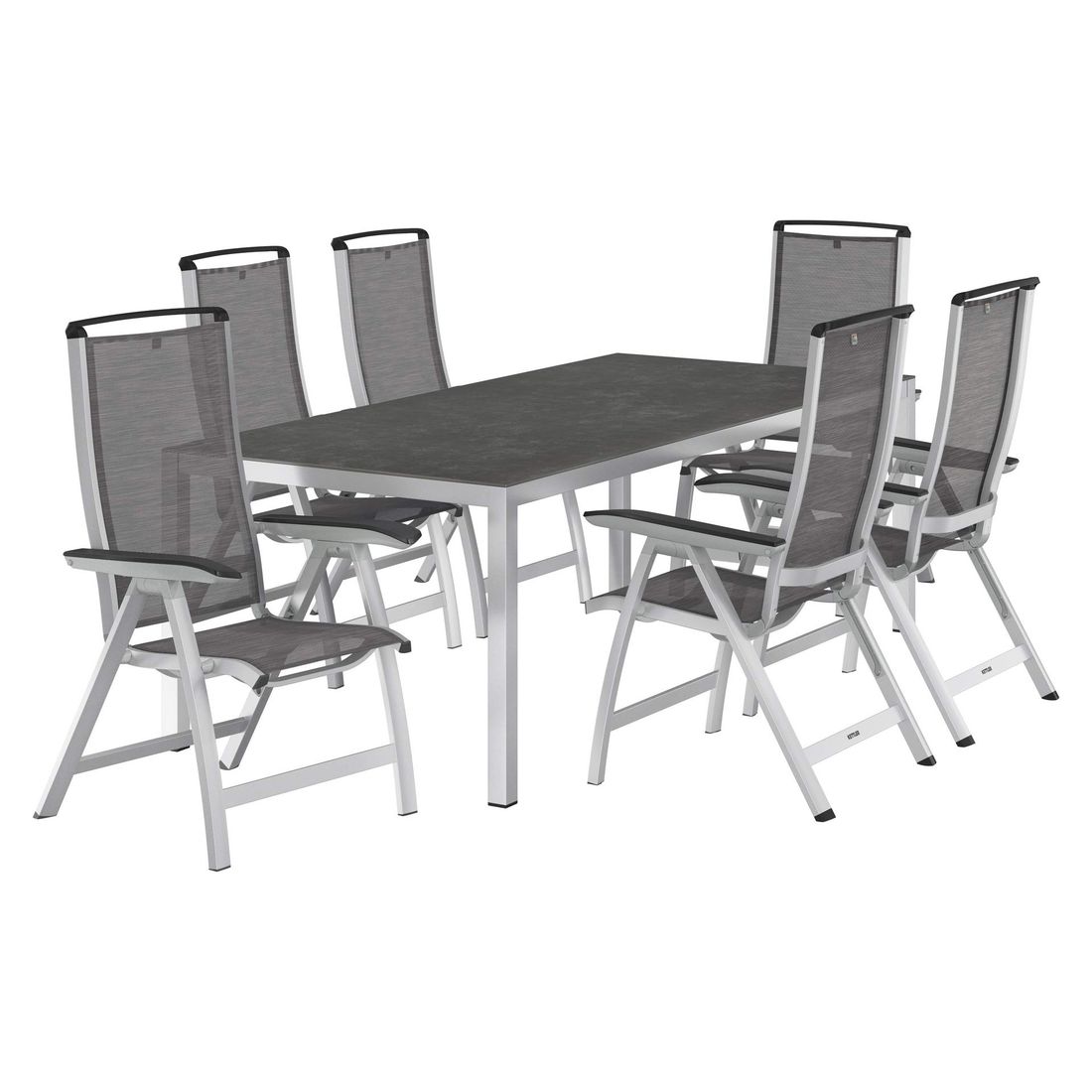 Hagemøbelsett Forma II 6 plasser aluminium keramikk bakside