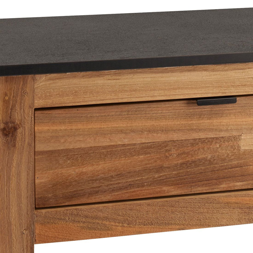 Bakside av Hageskap Hilda resirkulert teak/Silverstar 100x50 cm