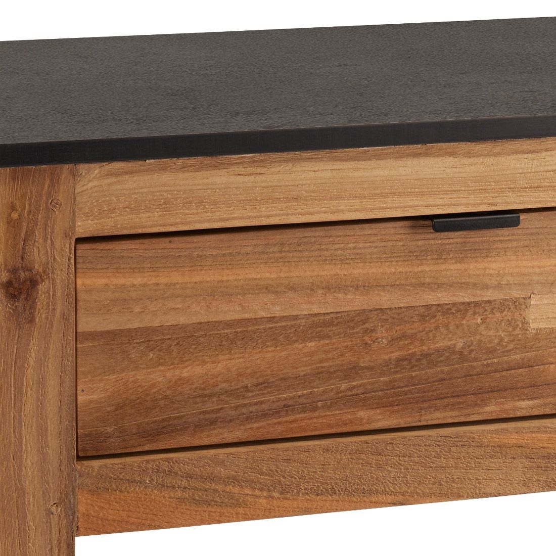 Bakside av Hageskap Hilda resirkulert teak/Silverstar 100x50 cm