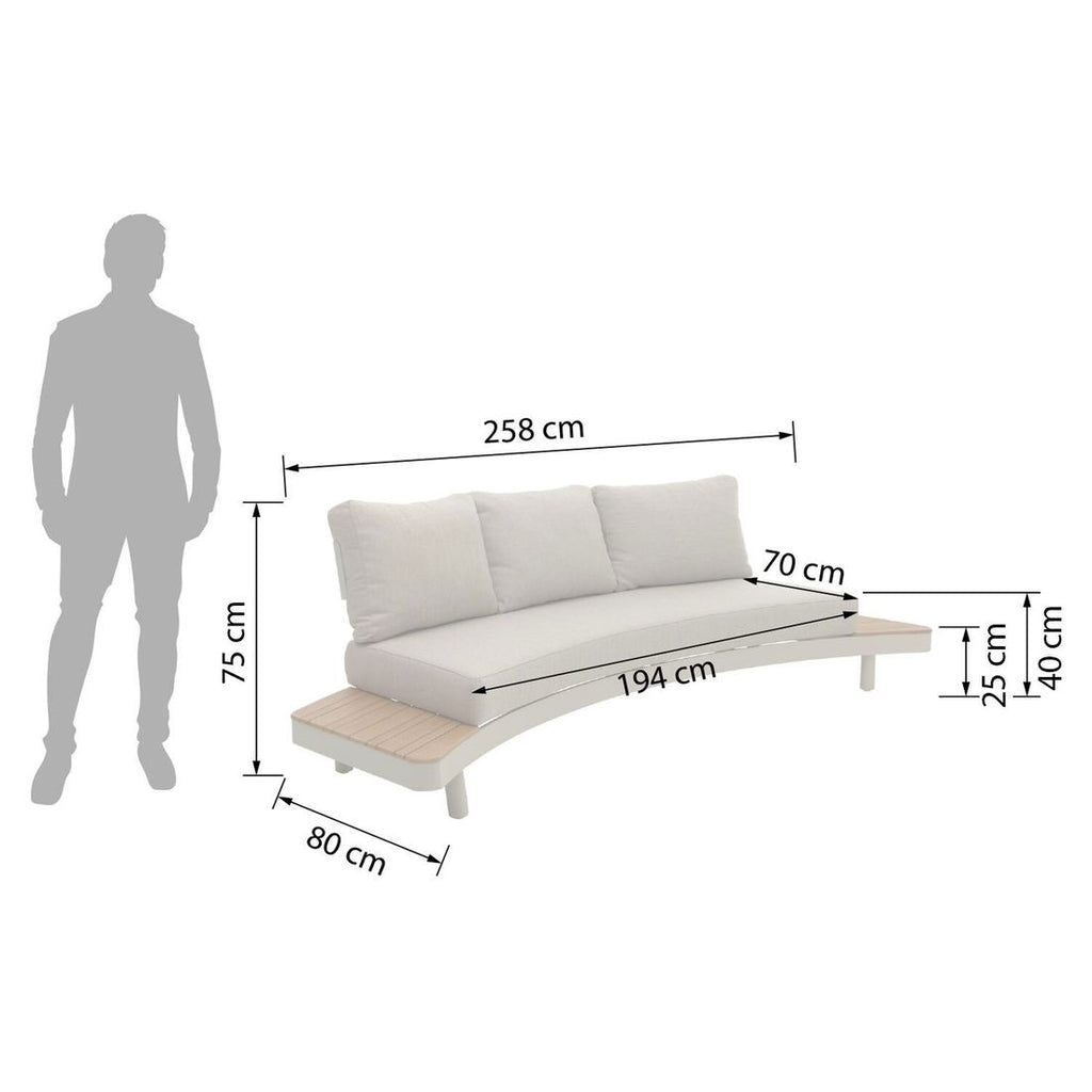 Hagesofa 7015 aluminium/olefin 258x80 cm detalj av stoff