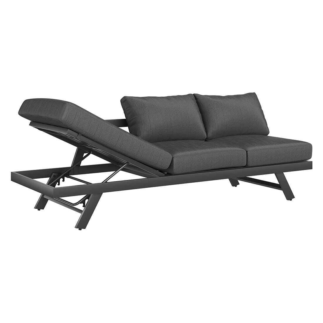 Hagesofa Atlanta aluminium olefin 210x73 cm med puter